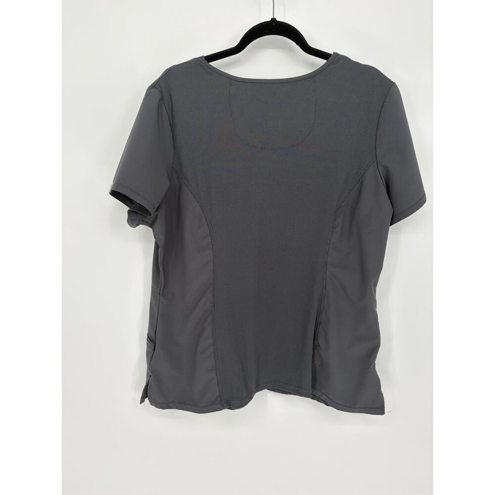 Cherokee Infinity XL Gray Stretch Scrub Top Mock Wrap Medical Nurse Uniform - Picture 2 of 4